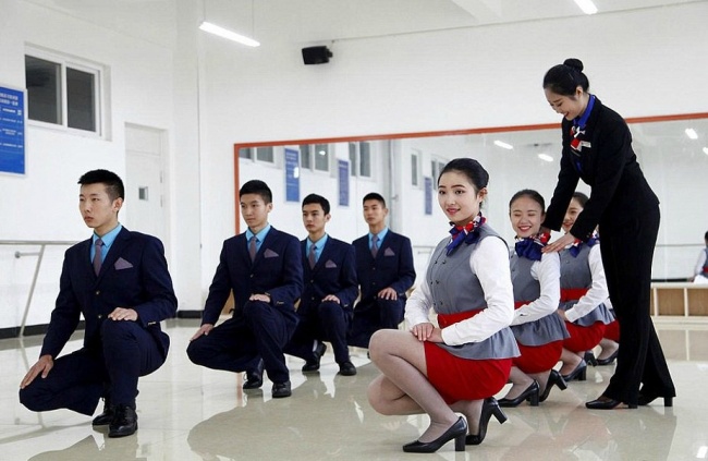 Chinese Flight Attendants training