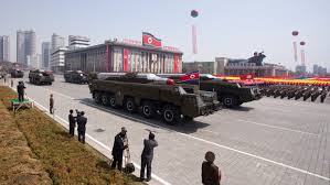 Intercontinental ballistic missiles were paraded through Pyongyang on Sunday.