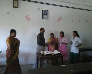The duo were seen cutting cake while the headmistress and other staff cheered.
