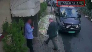 CCTV images show Khashoggi entering the Saudi consulate Tuesday oct 2nd at 13:14 local time Source : CNN