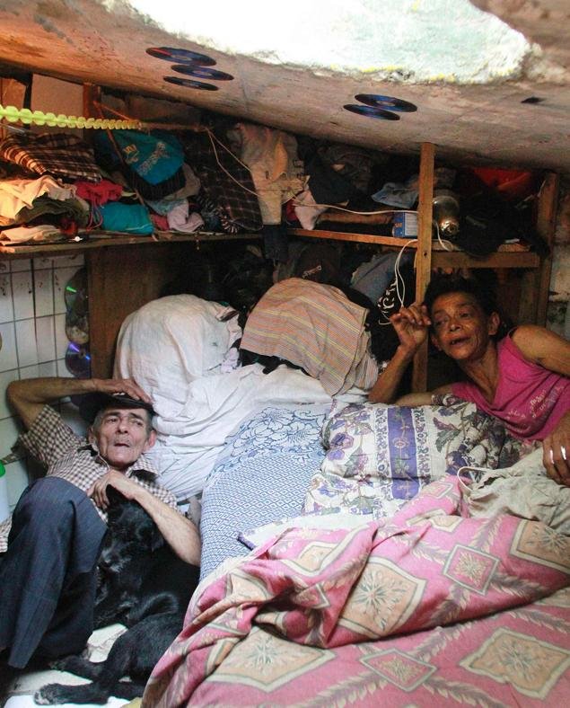 couple living in drainage for 22 years
