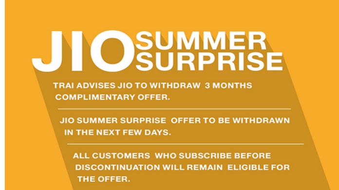 why Trai asked Jio to withdraw summer surprise offer