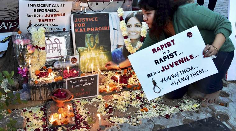 Protest against the release of juvenile convict in Nirbhaya case