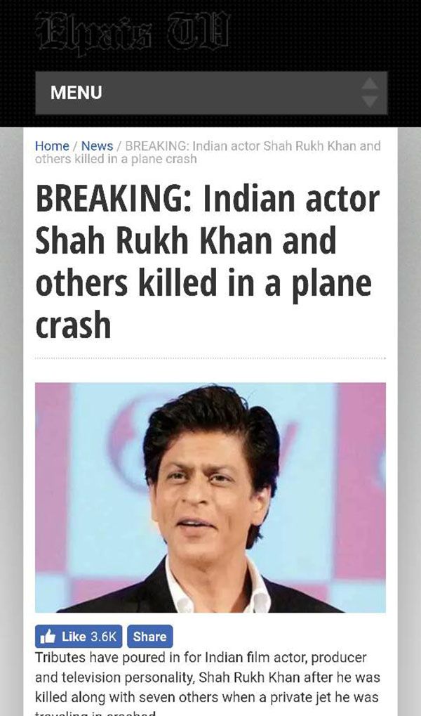 shahrukh khan death hoax