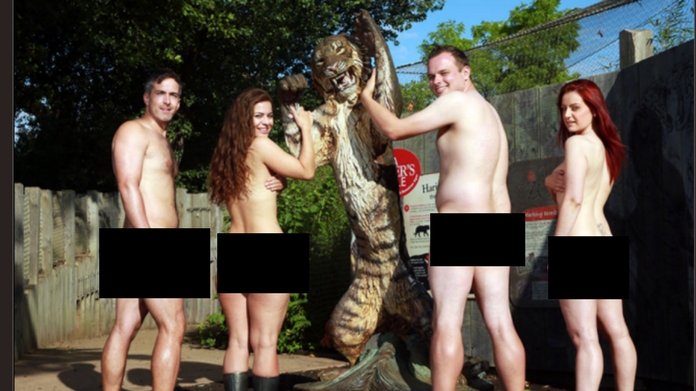 London Zoo staff members strip off for charity event