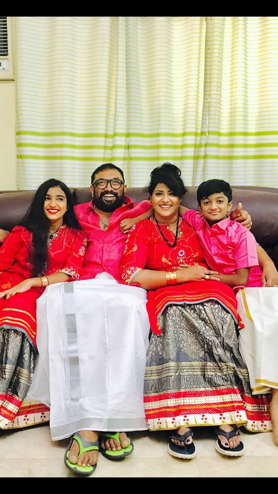 baburaj with family in fb live wishing onam